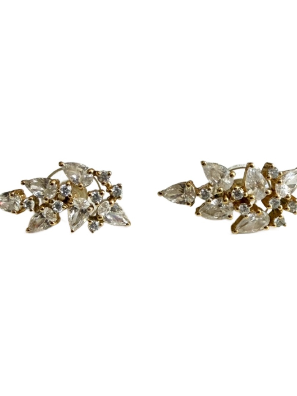 Gold-Tone Clear Crystal Cluster Stud Earrings